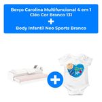 kit berço carolina multifuncional 4 em 1 cléo branco 131 + body infantil neo sports branco