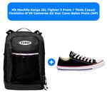 kit mochila karga 25l fighter 3 preto + tênis casual feminino n°38 converse all star cano baixo preto (mp)