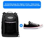 kit mochila karga 25l fighter 3 preto + tênis casual feminino n°36 converse all star cano baixo preto (mp)