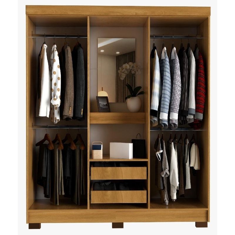 guarda-roupa 4 portas 2 gavetas delicatto capela penteadeira com espelho carvalho e fumê (mp)