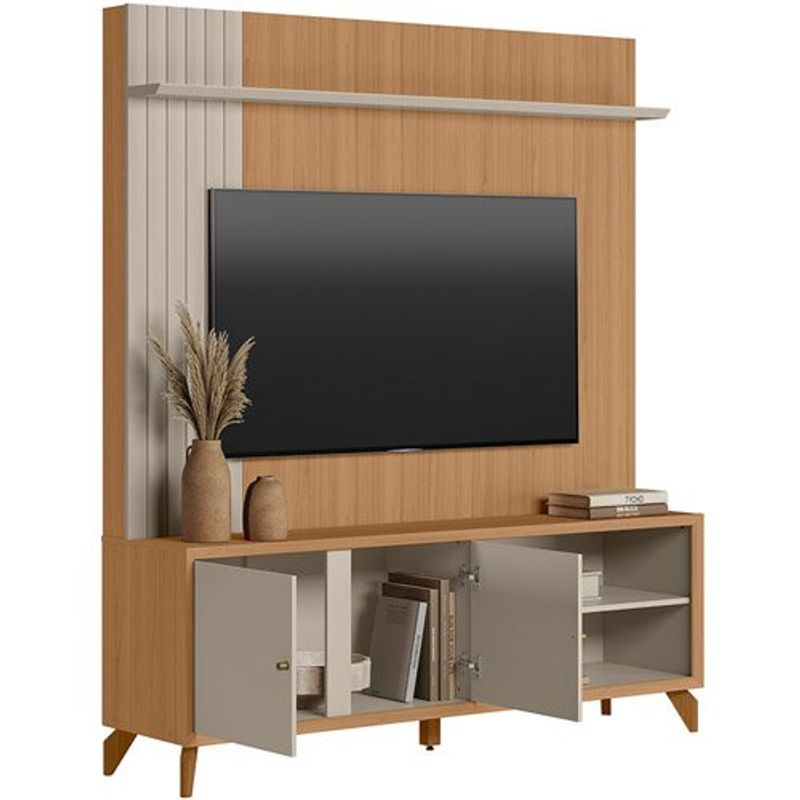 home linea valencia para tv até 65" cor jequitibá com olff white