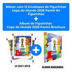 blister com 12 envelopes de figurinhas copa do mundo 2026 panini 84 figurinhas + álbum de figurinhas copa do mundo 2026 panini brochura