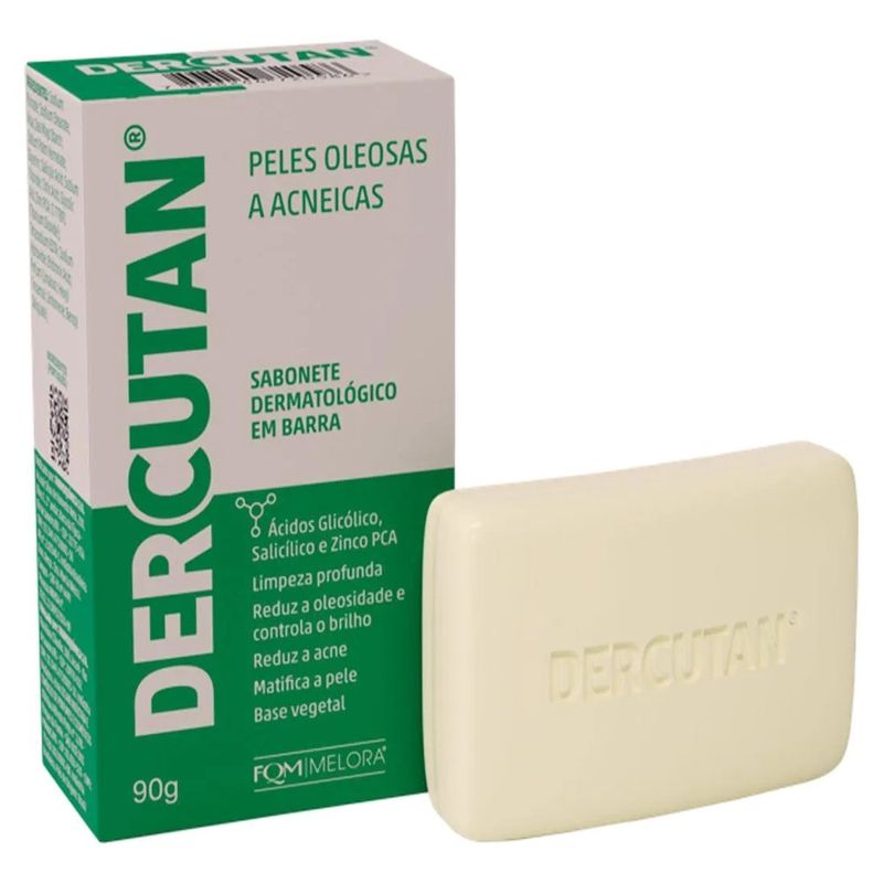 sabonete dermatológico em barra dercutan peles oleosas e acneica 90g