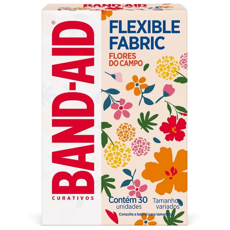 band-aid curativos de tecido flexíveis flores do campo 30 unidades