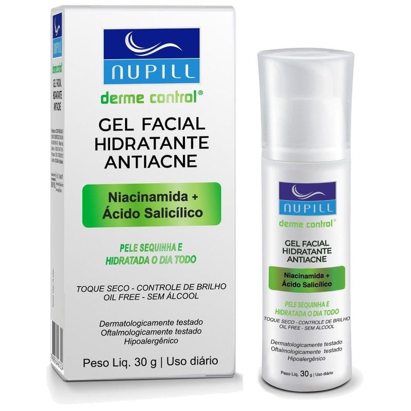 gel facial hidtrante nupill derma control antiacne 30g