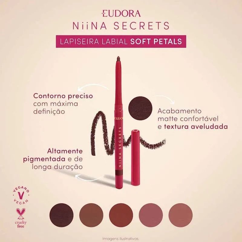 lápis de boca eudora niina secrets soft petals rosa secreta