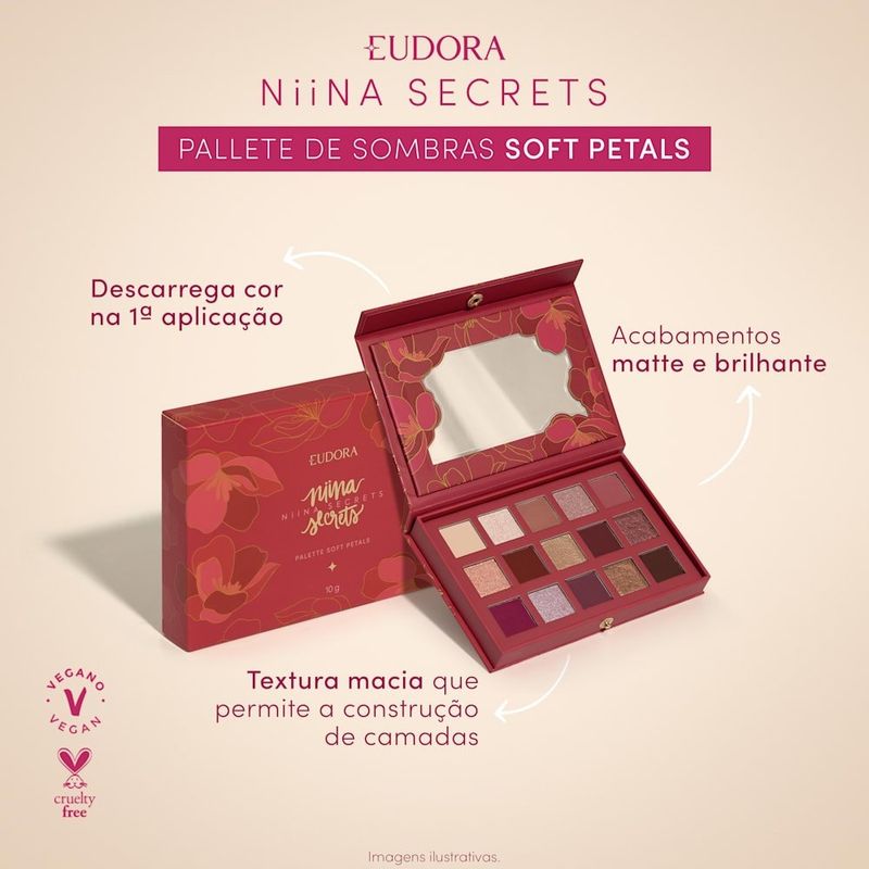 paleta de sombras soft petals eudora niina secrets 10g