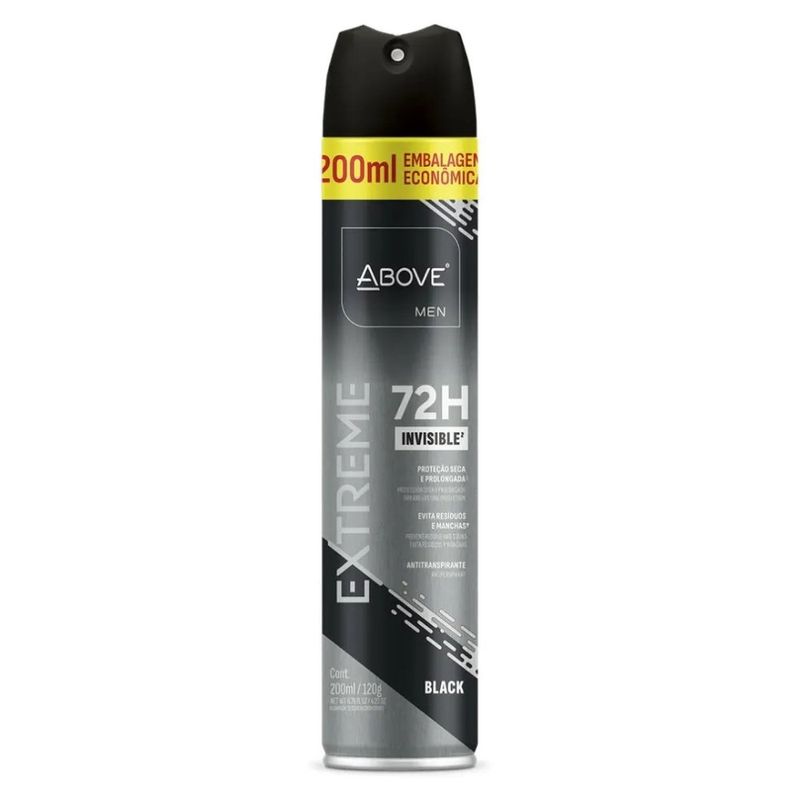 desodorante antitranspirante aerossol above men extreme black 200ml