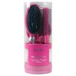 conjunto de 5 escovas beauty gifts para cabelo rosa w-bi