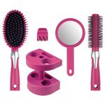 conjunto de 5 escovas beauty gifts para cabelo rosa w-bi