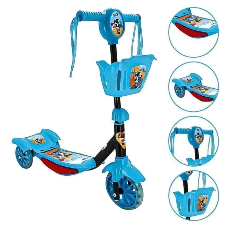 patinete mini panda zippy toys com cesta luz e som 8728