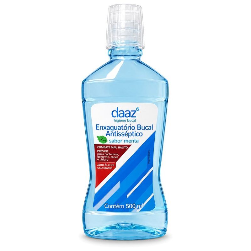 Enxaguatório Bucal Antisséptico Daaz Sabor Menta Sem Álcool 500ml