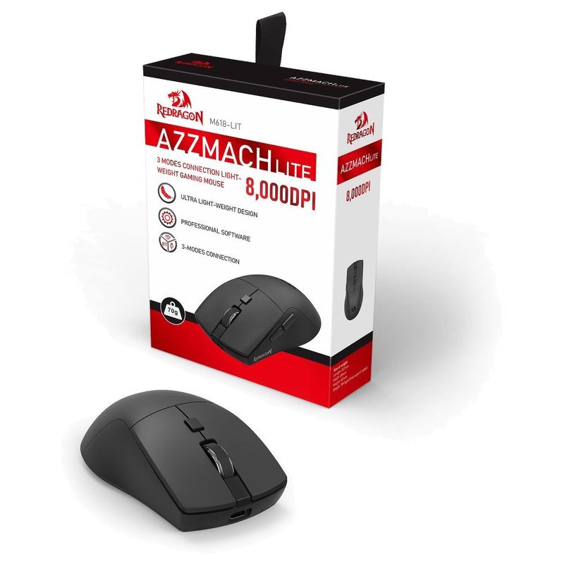 mouse gamer redragon azzmach lite preto ultraleve