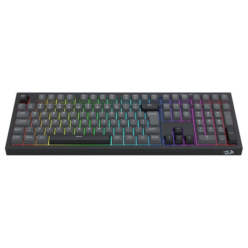 teclado gamer membrana redragon crux rgb preto e cinza
