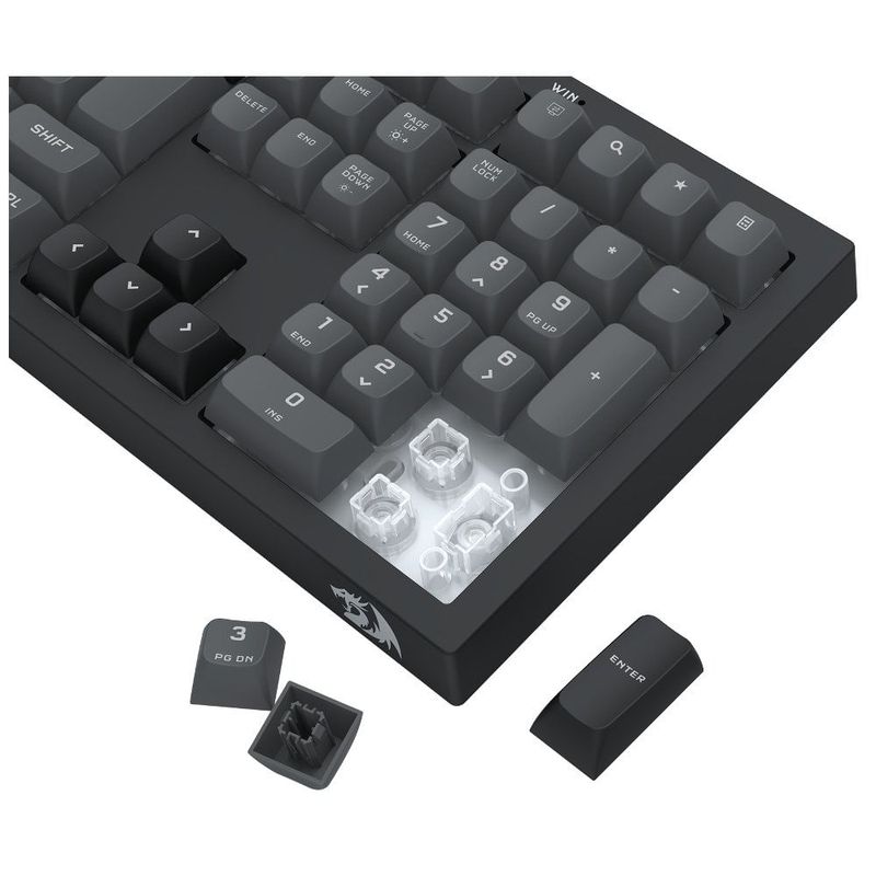 teclado gamer membrana redragon crux rgb preto e cinza