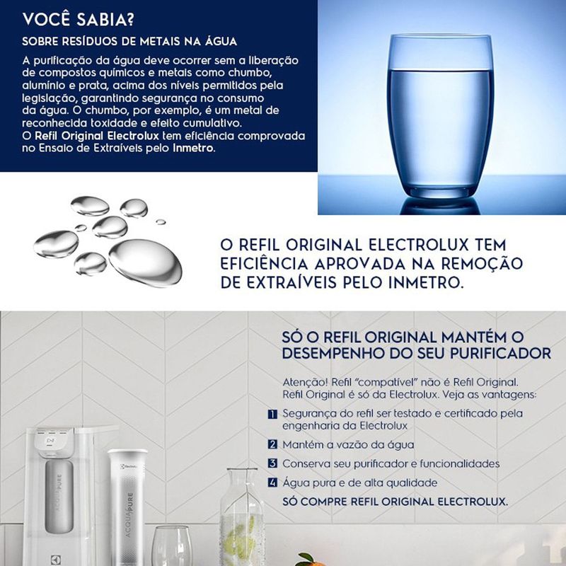 filtro refil electrolux acqua pure para purificador de água 41044050