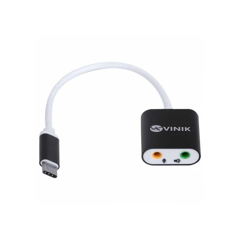 cabo adaptador de som usb tipo c vinik adfmusbtc para fone e microfone (mp)