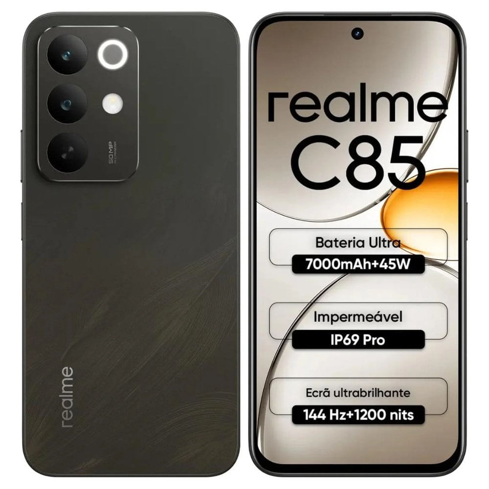 Smartphone Realme C85 128GB 6GB RAM Int+NFC Preto RMX5566 BR AT-BI