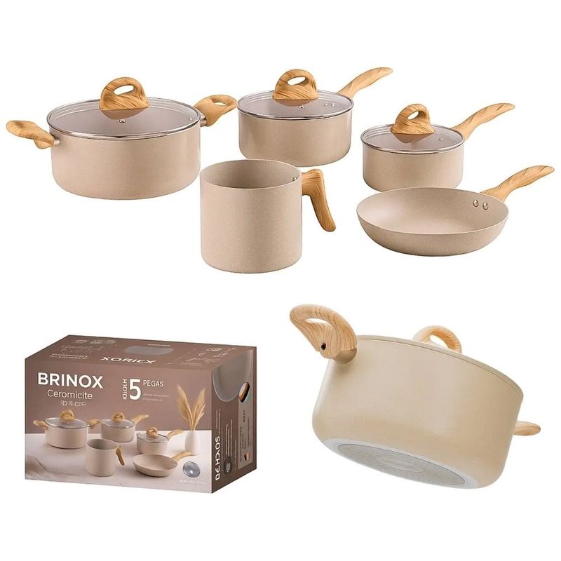 conjunto de panela brinox 5 peças com indução safari 4774/510 (id)