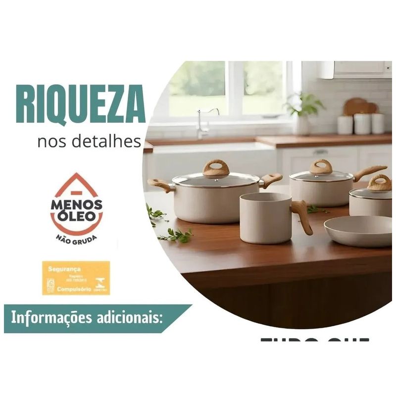 conjunto de panela brinox 5 peças com indução safari 4774/510 (id)
