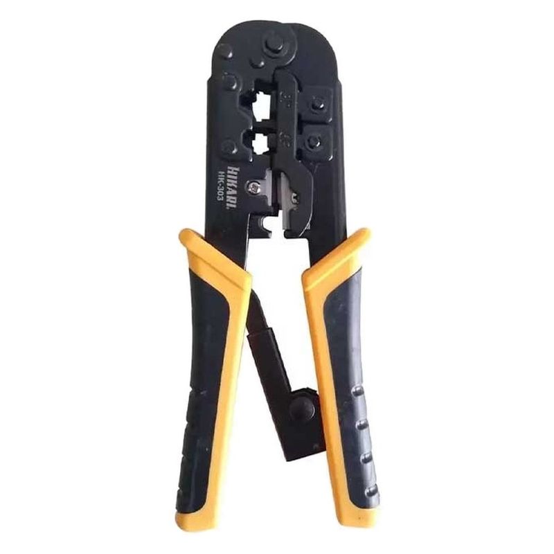 alicate de crimpagem hikari hk-303 com catraca rj45 rj11 rj12 (mp)