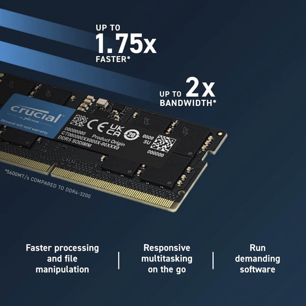 Memória Desktop DDR5 32GB 5600MHZ Crucial Preto