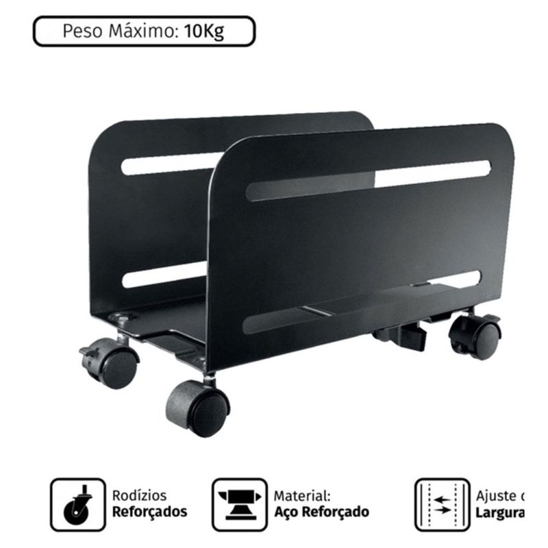 suporte para cpu pcyes 31578 com rodas preto (mp)