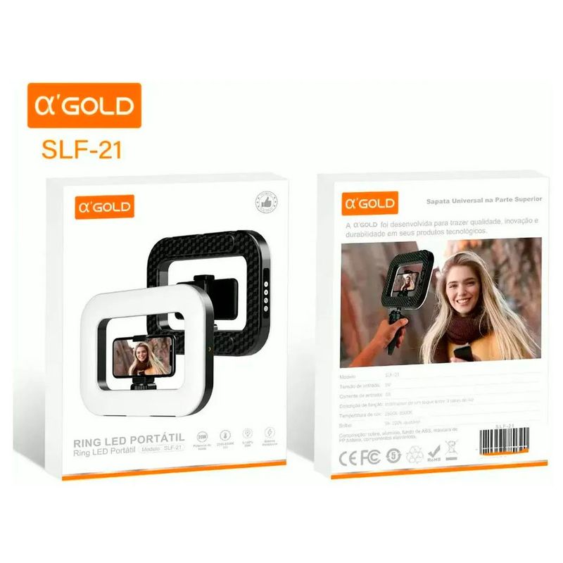 ring light led a'gold portátil slf-21 (mp)