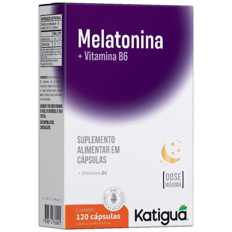 suplemento alimentar melatonina + vitamina b6 120 cápsulas katiguá