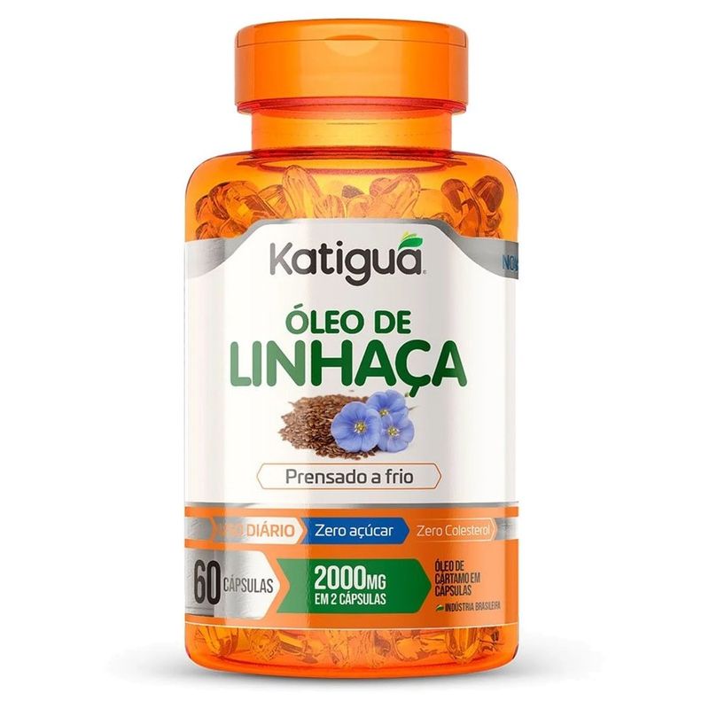 suplemento alimentar óleo de linhaça 60 cápsulas katiguá