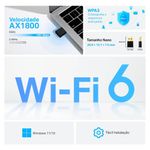 mini adaptador nano wireless tp-link ax1800 usb wi-fi 6 archer tx20u (mp)