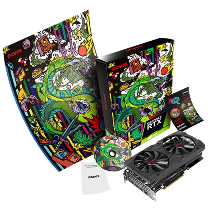 placa de vídeo pcyes 8gb rtx 3070 gddr6 series nvidia geforce 256 bits 1x hdmi 3x displayport (mp)