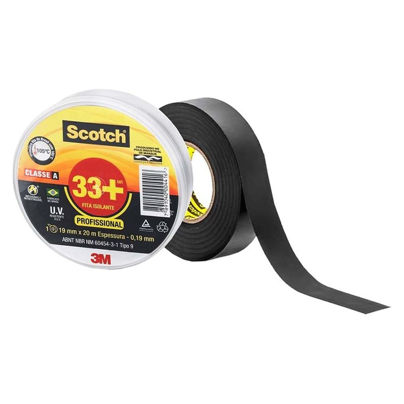 fita isolante 3m 19mm x 20m 33+ scotch 5344 preta (mp)