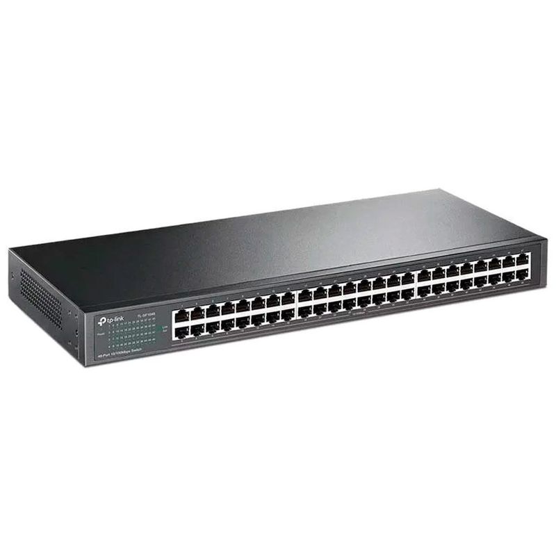 switch 48 portas tp-link fast ethernet 10/100 mbps tl-sf1048 montável em rack (mp)