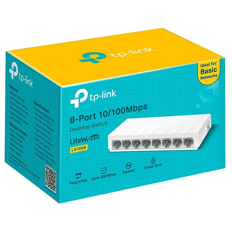 switch 08 portas fast ethernet 10/100 mbps tp-link ls1008 (mp)