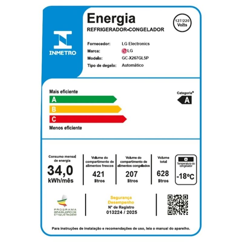 geladeira smart lg inverter frost free 628 litros side by side instaview inox look gc-x267gl5 bivolt