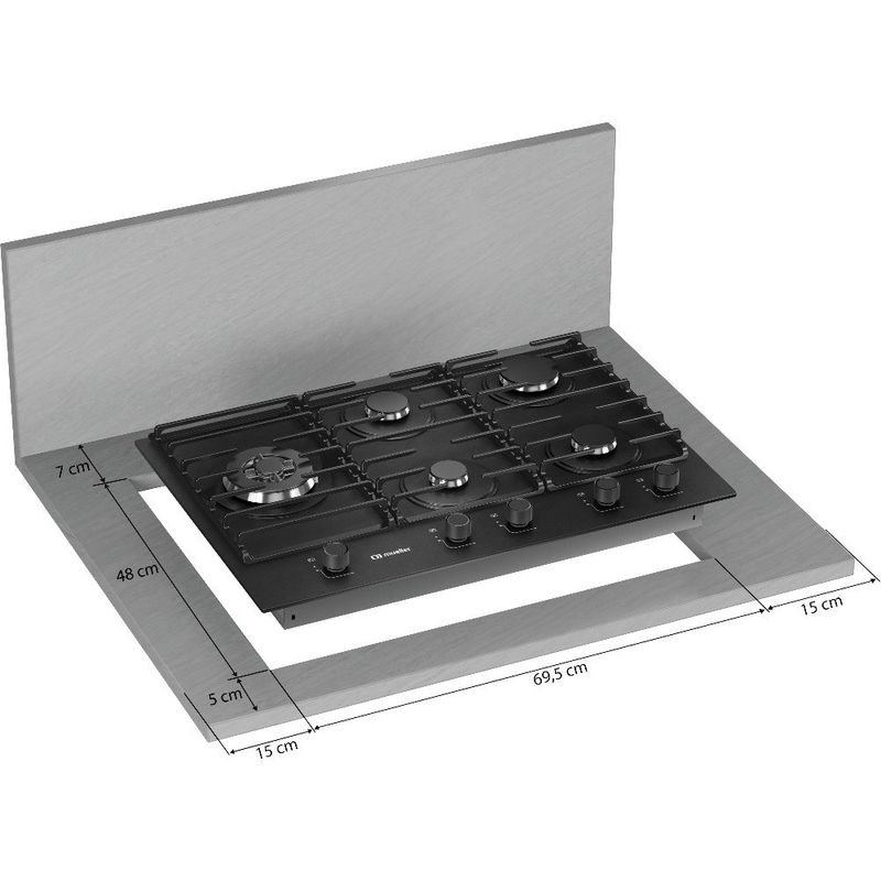 cooktop 5 bocas mueller antiaderente preto mcg5bn bivolt