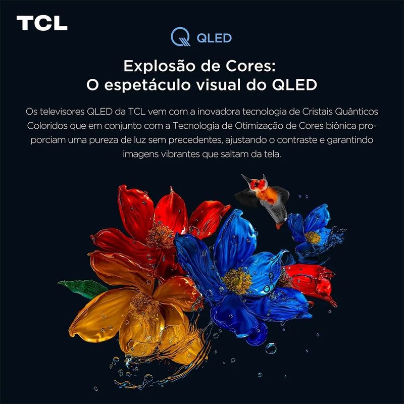 smart tv 4k tcl 65" advanced qled google tv processador aipq 65t6c t6c