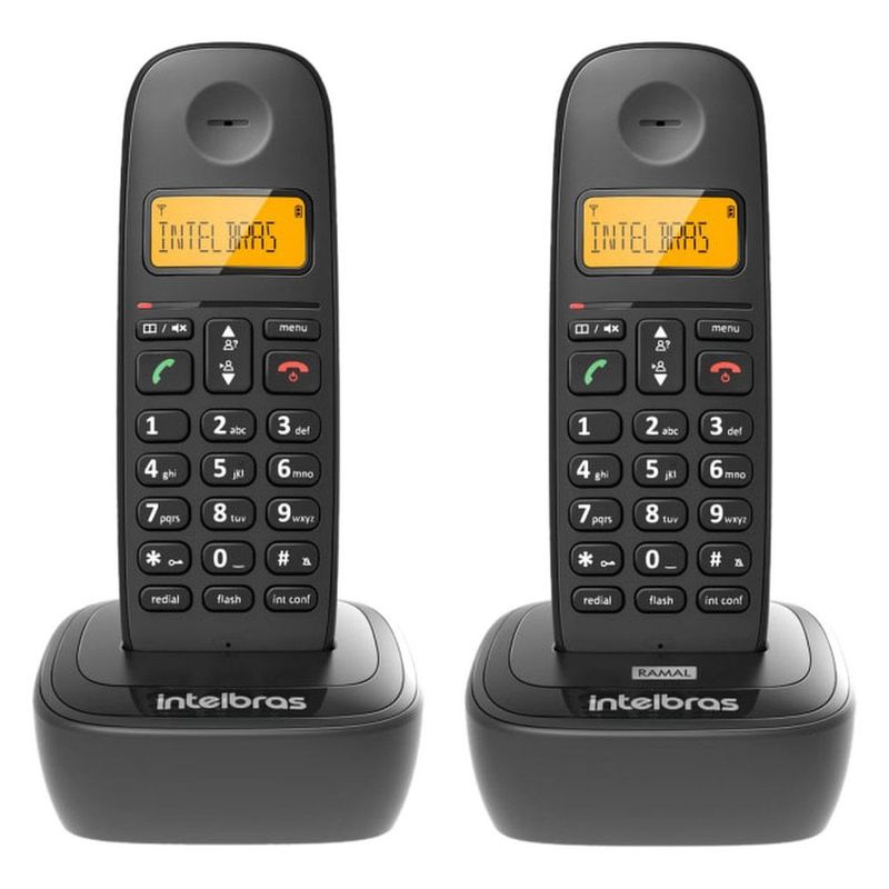 telefone sem fio + ramal intelbras ts2512 preto com identificador de chamadas 4122512 (mp)
