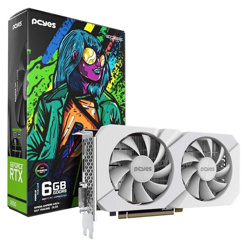 placa de vídeo 6gb rtx 3050 gddr6 pcyes project edge nvidia geforce 96bit displayport hdmi dvi (mp)