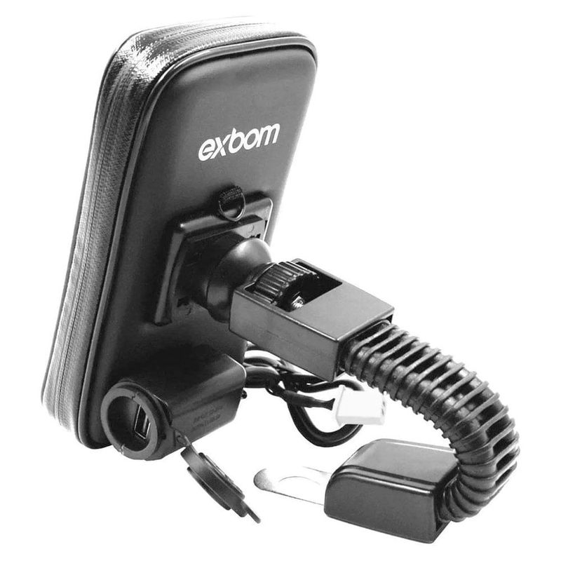 suporte capa para smartphone para moto à prova d'água com saída usb exbom sp-ca25l (mp)