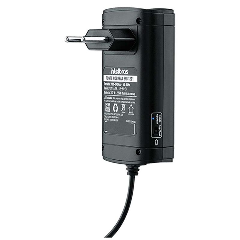 fonte nobreak 12v 1a com bateria interna intelbras efb 1201 preta 4820042 (mp)
