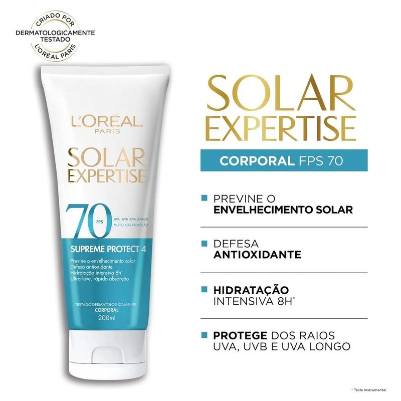 protetor solar corporal fps70 l'oreal solar expertise supreme protect 4 200ml