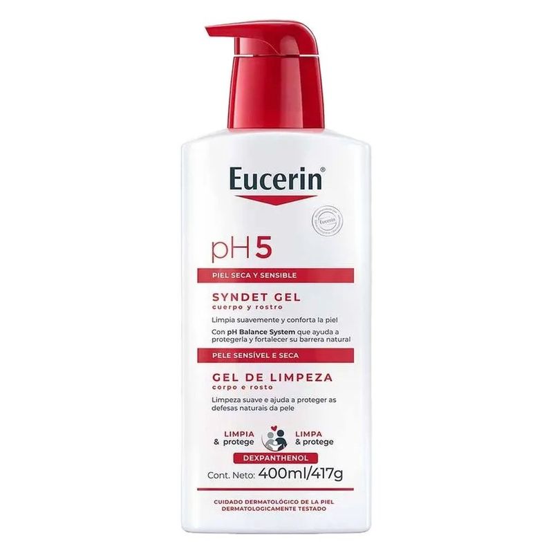 gel de limpeza corporal e facial eucerin ph5 400ml