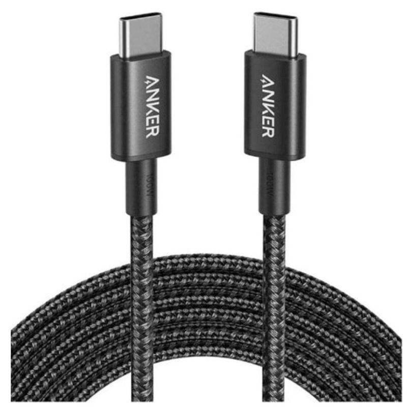 cabo usb-c anker nylon reforçado alta velocidade e resistência preto 1,8m (id)