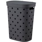 cesto de roupas com tampa puffer 49 litros cinza