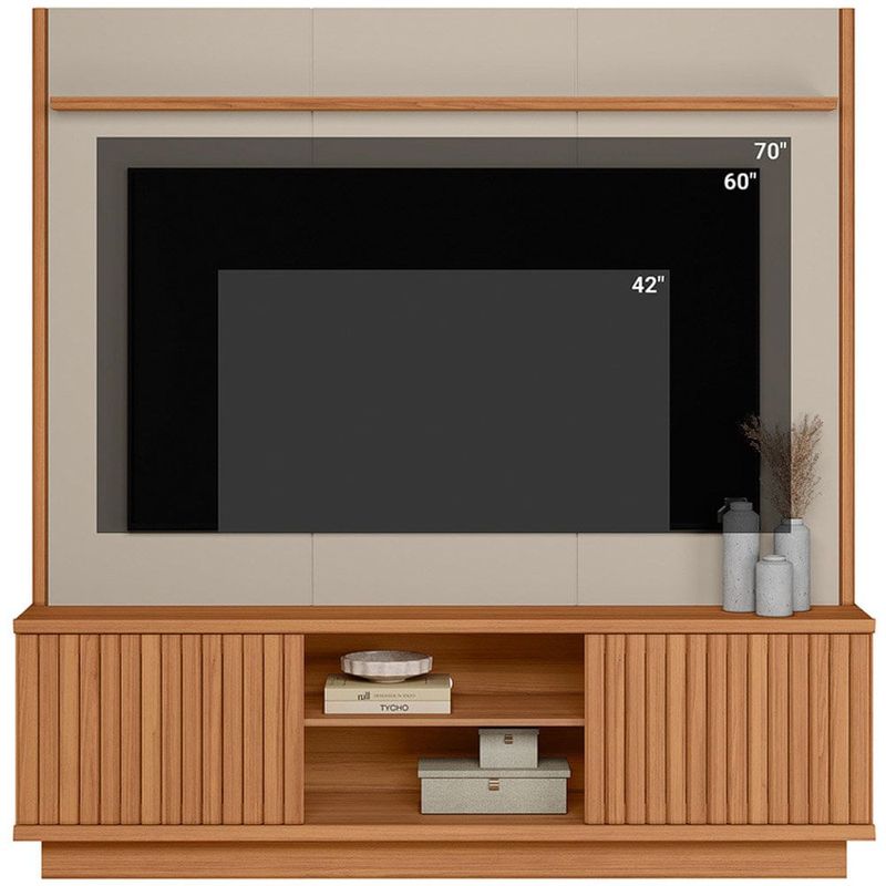 home linea ravenna para tv até 75 polegadas cor canela com off white