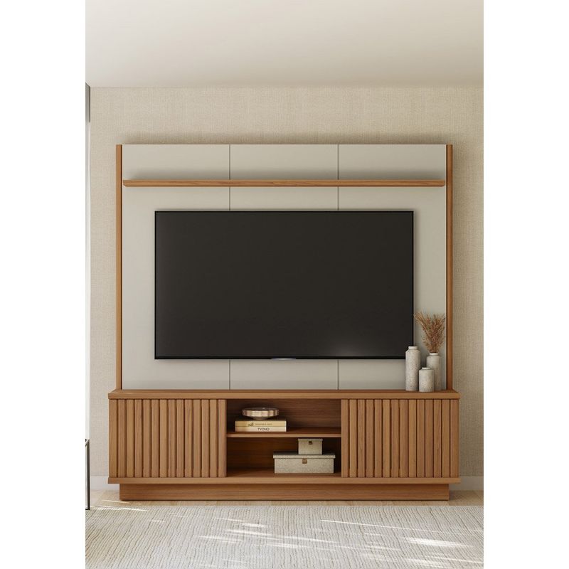 home linea ravenna para tv até 75 polegadas cor canela com off white