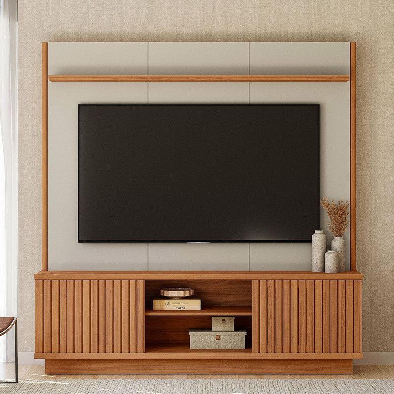home linea ravenna para tv até 75 polegadas cor canela com off white