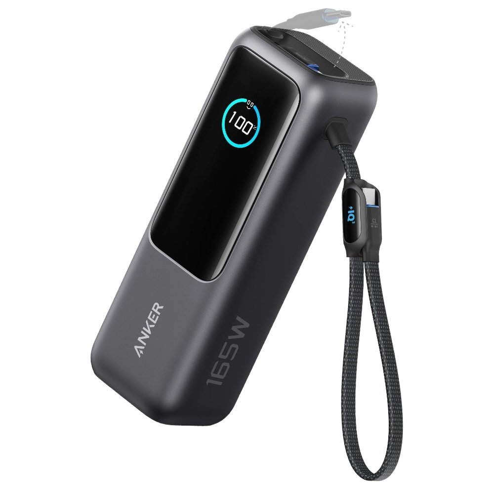 Power Bank Anker 25.000mAh 165W com USB-C Integrado e Cabo Retrátil Prata (ID)